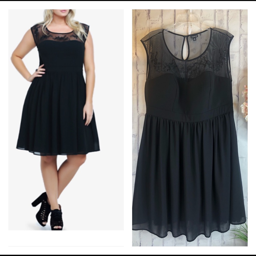 Torrid Floral Embroidered Mesh Illusion Fit Flare